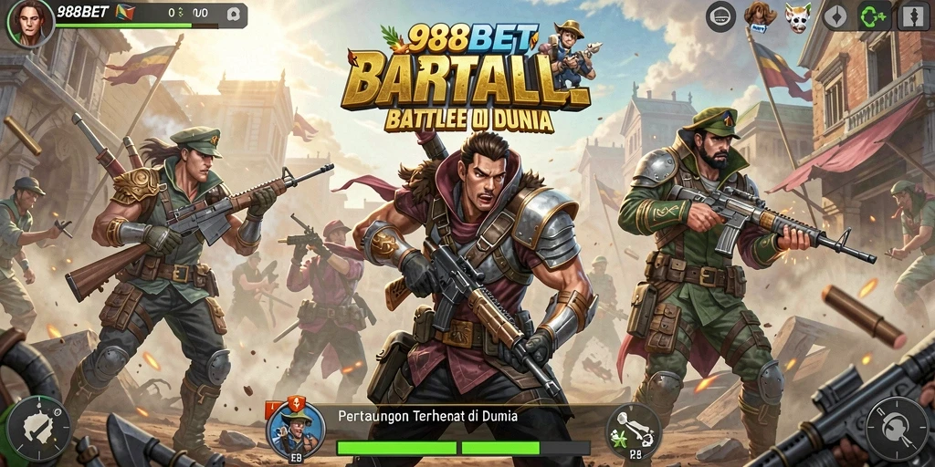 Screenshot gameplay 988BET yang menunjukkan aksi mendebarkan dalam Battle Royale.