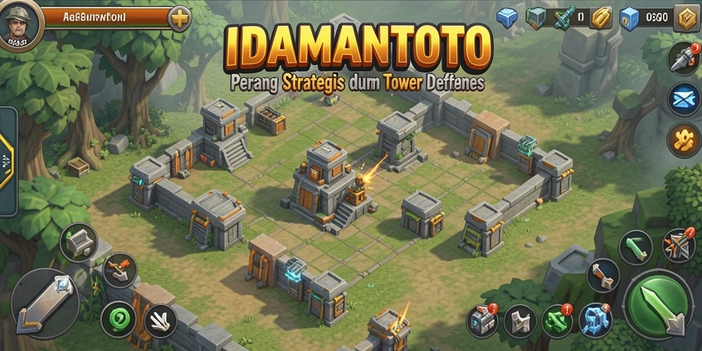 Tampilan gameplay seru di IDAMANTOTO dengan strategi Tower Defense yang mendebarkan.