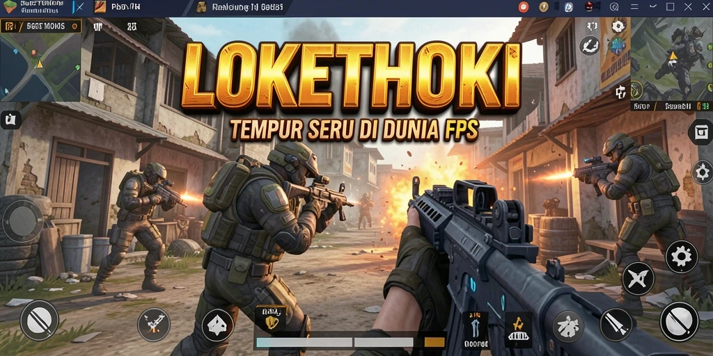 Screenshot gameplay seru dari LOKETHOKI dalam pertempuran FPS.