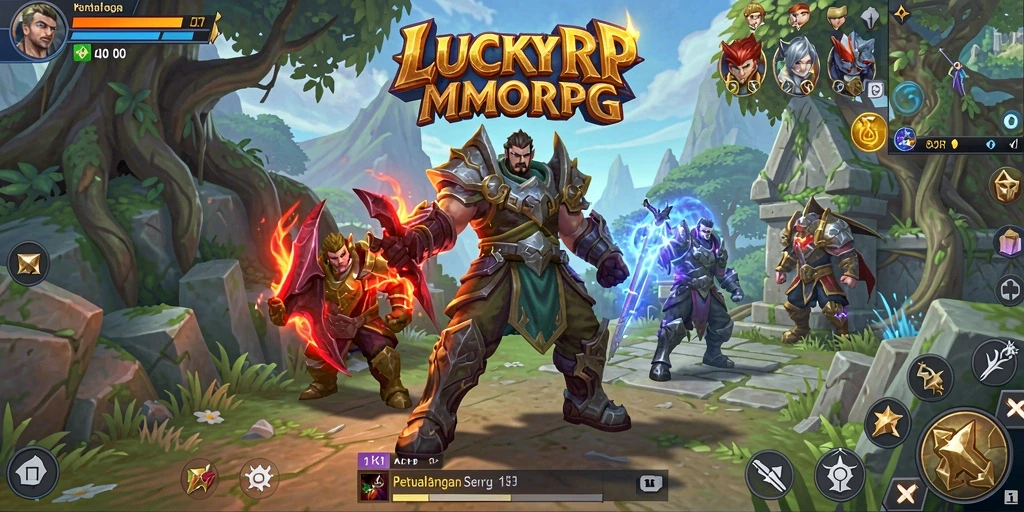 Screenshot gameplay LUCKYRP yang menunjukkan aksi pertarungan seru di MMORPG.