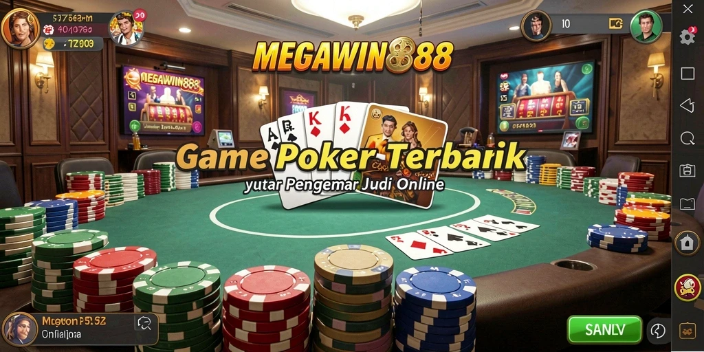 Tampilan gameplay seru dalam aplikasi Poker MEGAWIN888.