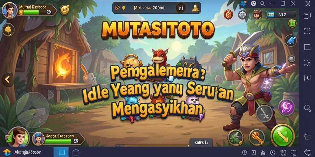 Tampilan permainan MUTASITOTO dengan karakter dan sumber daya yang dikelola.