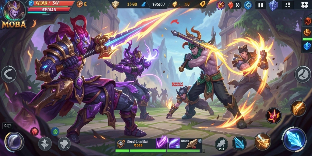 Screenshot gameplay PRG007 menunjukkan aksi seru dalam pertempuran MOBA.