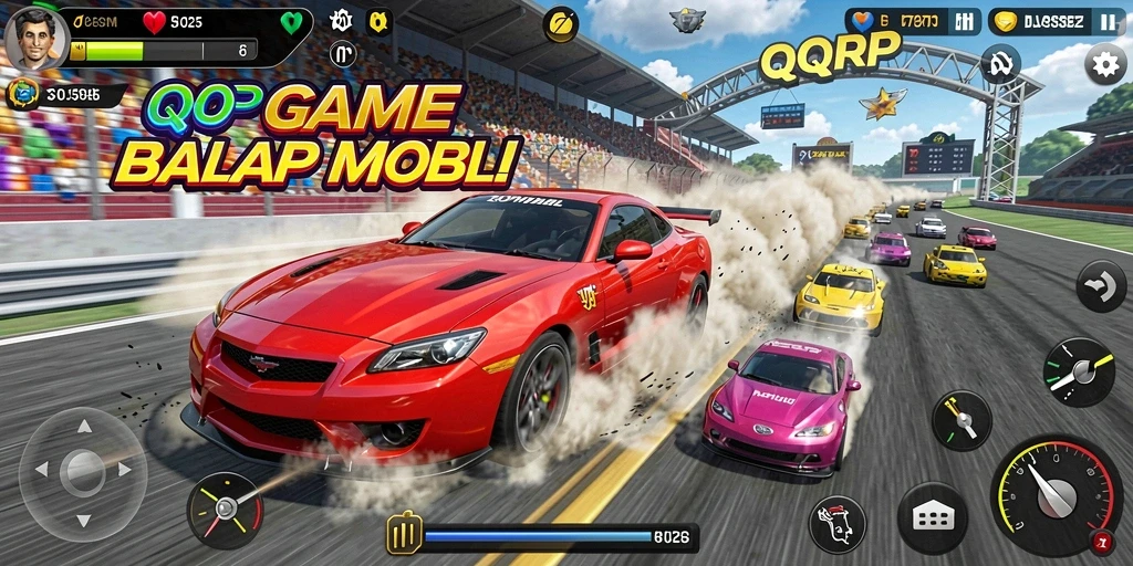 Tampilan balapan seru dalam gameplay QQRP yang mendebarkan.