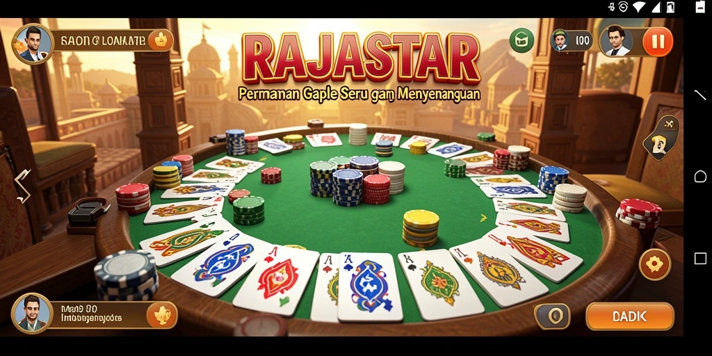 Tampilan gameplay RAJASTAR dengan suasana Gaple yang seru.