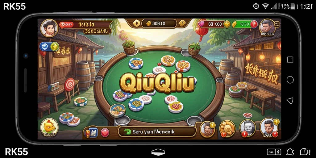 Screenshot utama RK55 menampilkan permainan QiuQiu yang seru dan interaktif.
