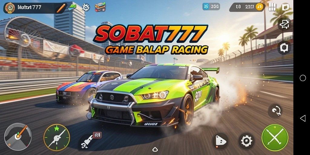 Tampilan gameplay balap yang mendebarkan di SOBAT777.
