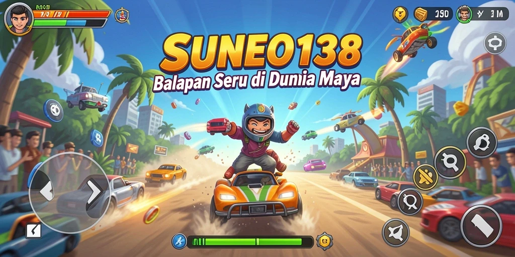 Tampilan gameplay SUNEO138 yang penuh aksi balapan.