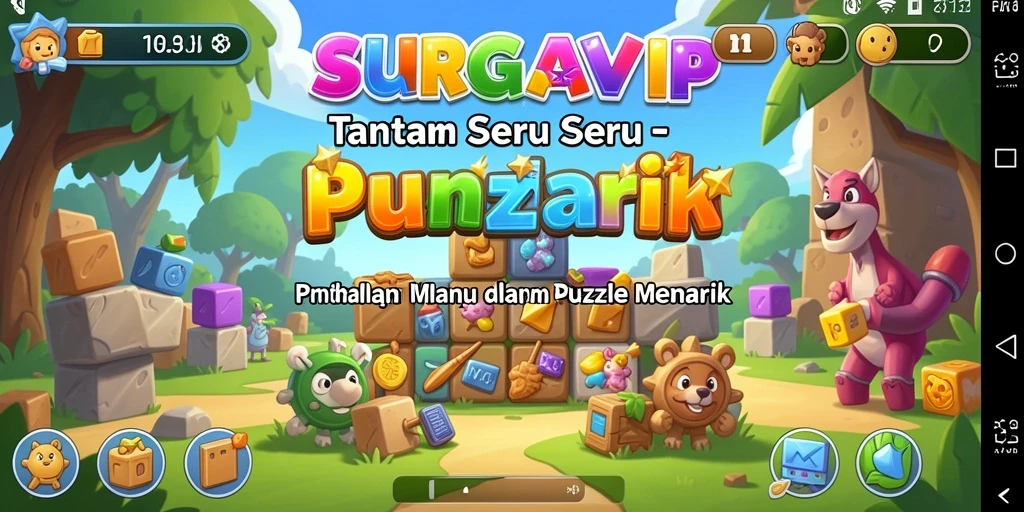 Screenshot SURGAVIP menampilkan gameplay puzzle yang seru dan menantang.