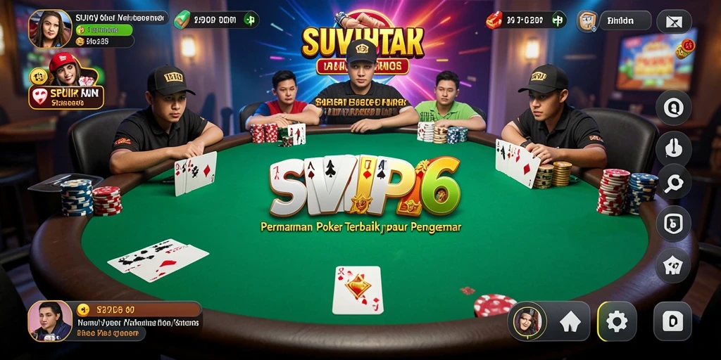 Tangkapan layar gameplay SVIP6 dengan suasana Poker yang menegangkan.